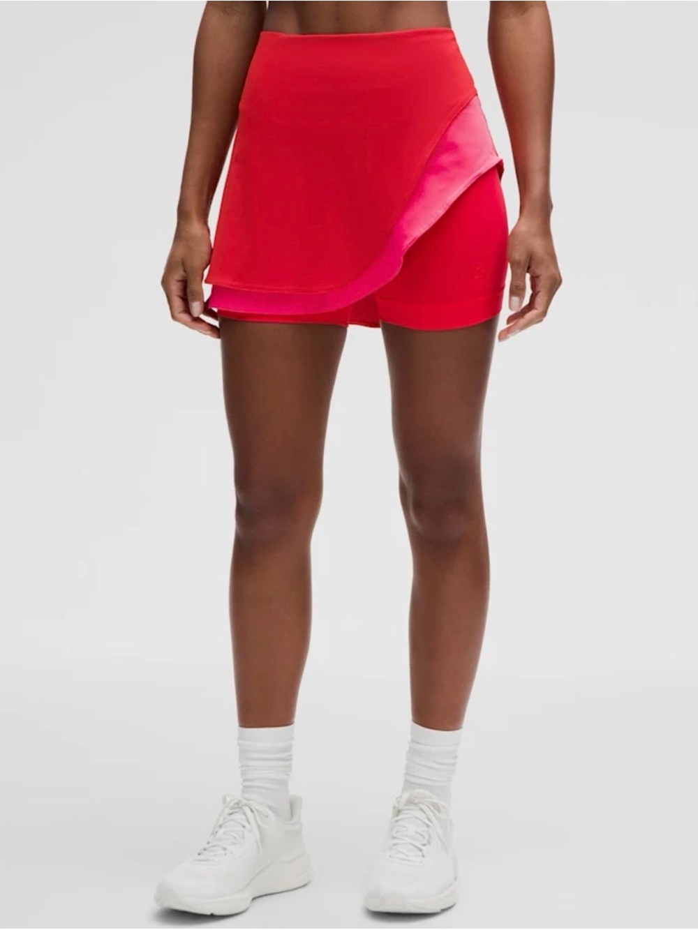Lululemon asymmetrical layered High-Rise tennis Red Mini Skort